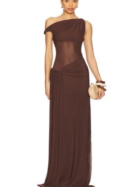 Misha Sisal Maxi Dress in Espresso